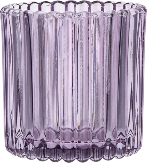 Paarse glazen kandelaartje 7,5 × 7,5 × 7,5 cm