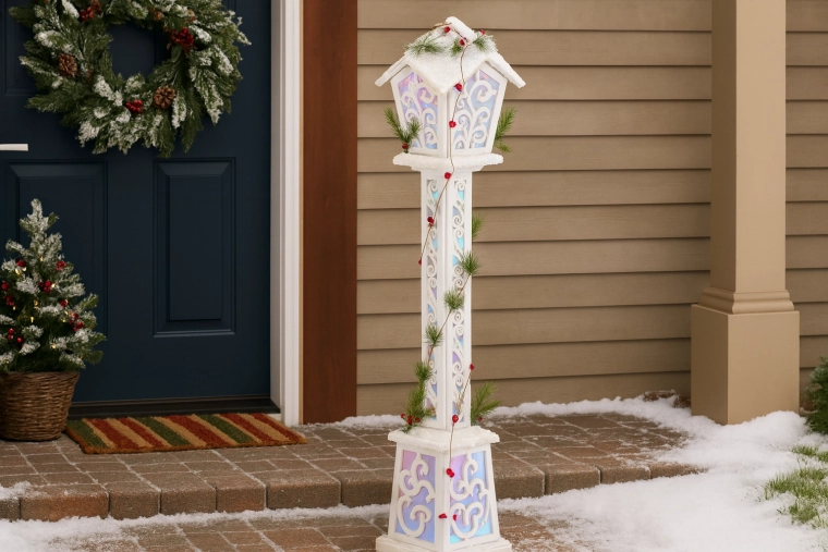 Witte kerst-LED lantaarn 120 cm