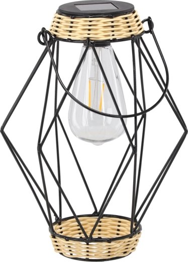 Zwart metalen solar lampion 22 cm met LED