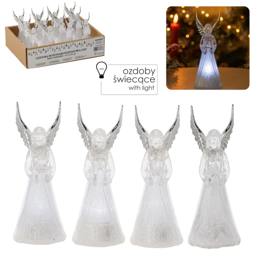 Kerst LED engelenfiguur van kunststof 11 cm