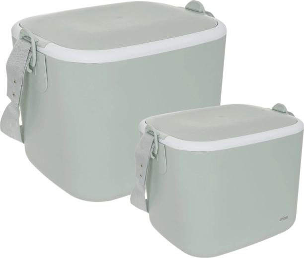 Set kunststof koelboxen 5,5 l + 14 l, 2 stuks, groenachtig