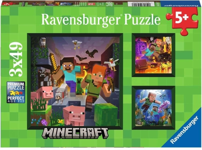 Puzzel Ravensburger Minecraft Biomen 3x49 stuks