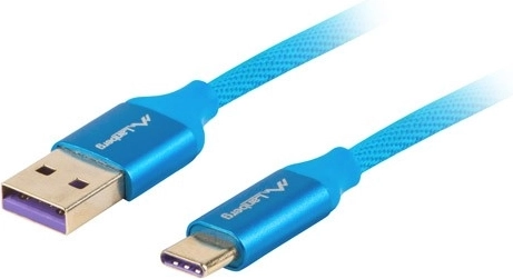 Premium USB‑C naar USB‑A 2.0 kabel 1 m blauw 5 A van massief koper