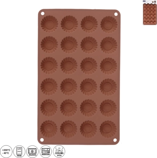Siliconen bakvorm voor mini taartjes 24 stuks bruin