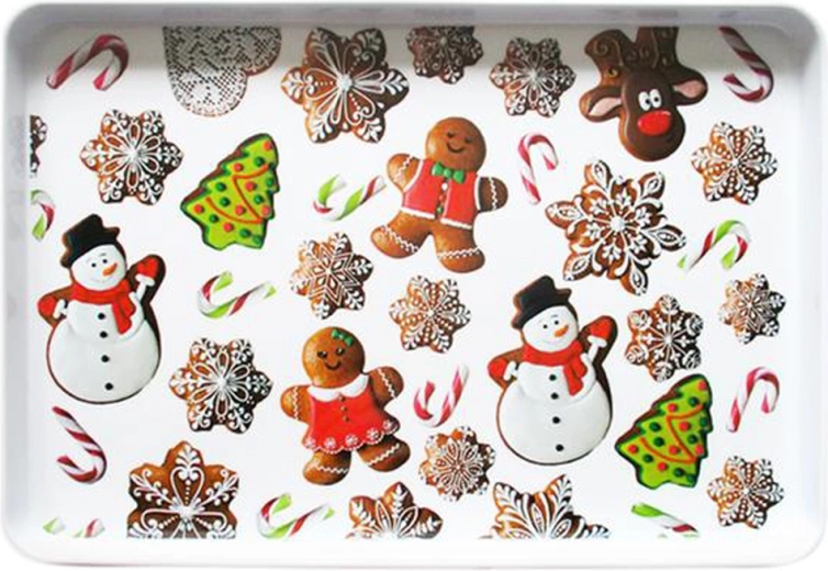 Melamine serveerschaal met kerstmotief van peperkoekjes 40 × 27 cm