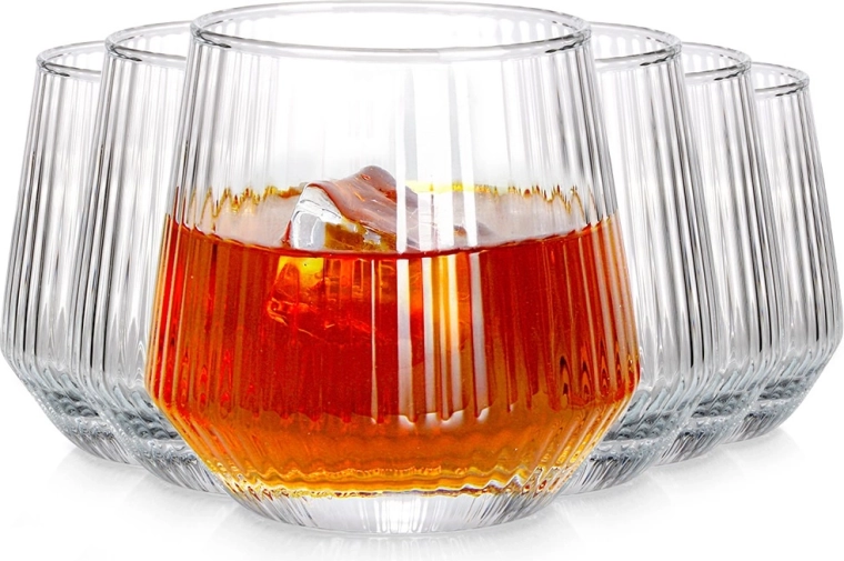 Set van 6 geribbelde glazen 350 ml