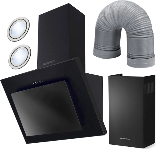 Schoorsteenkap afzuigkap 60 cm Berdsen BT-215 zwart