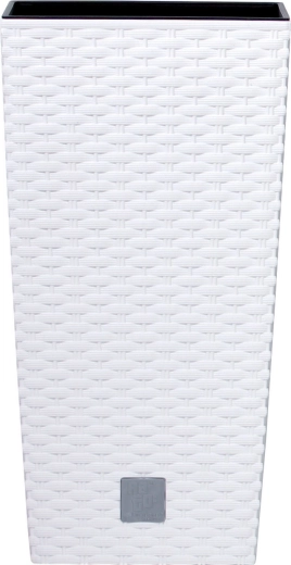 Witte ratan plantenbak met vierkante inzet 17 × 17 × 32,4 cm