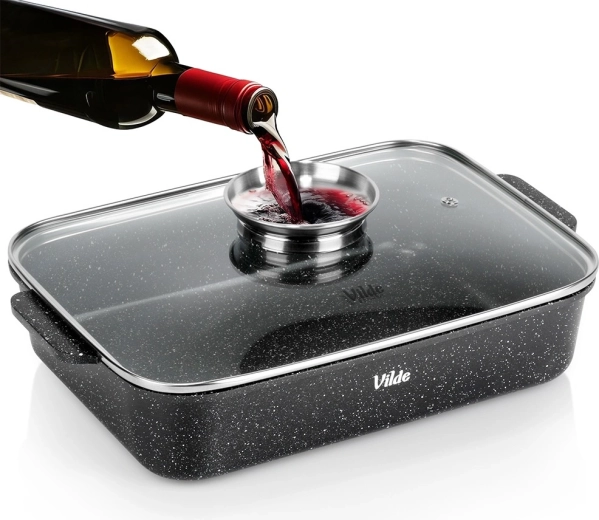 Granitische braadslede met deksel Granitica 3,5 l, 35 × 23 × 12 cm