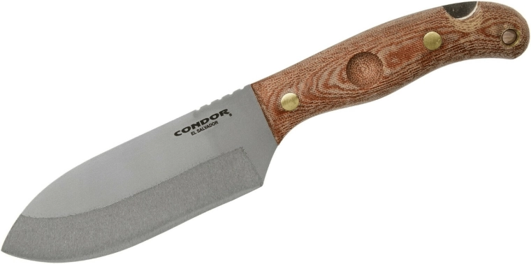 Buitenmes Condor Toki 12 cm met micarta handgreep en leren schede