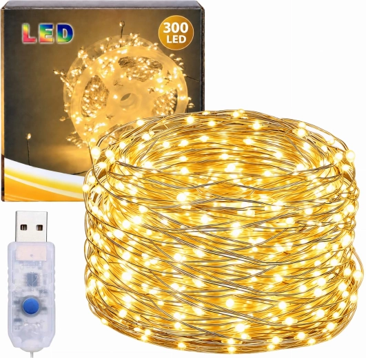 Kerstlichtsnoer op draad met 300 LED's, 9 m
