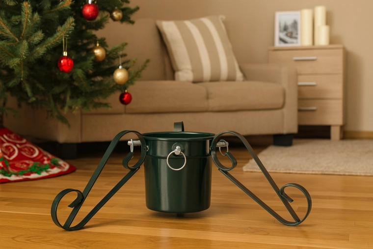 Traditionele metalen kerstboomstandaard 3,5–12 cm met waterreservoir - 1 stuk
