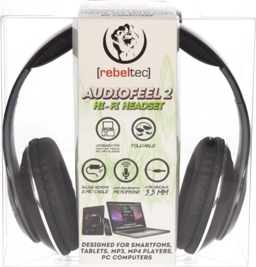 Stereohoofdtelefoon met microfoon AUDIOFEEL2 Black, 4‑polige 3,5 mm jack