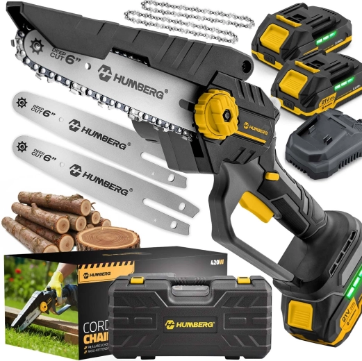 Accu mini-kettingzaag Humberg 6" borstelloos 21 V