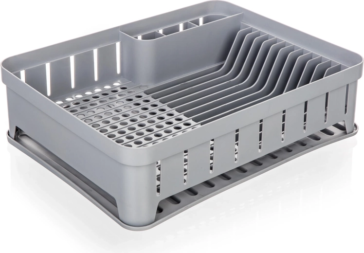 Afdruiprek met lekbak, grijs, 40 × 31 cm