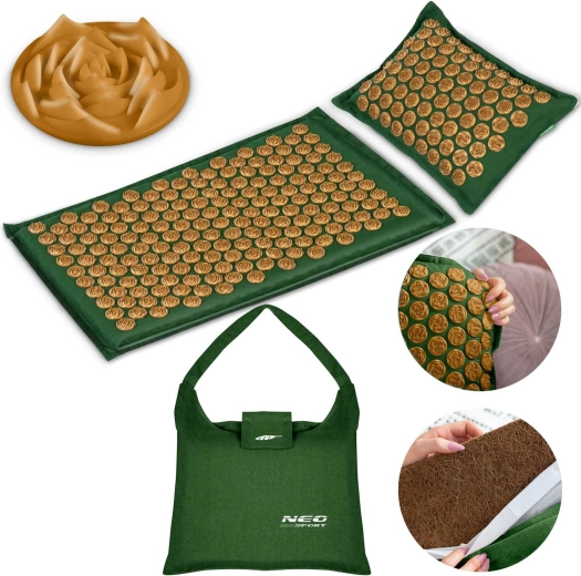 Acupressuurmat met kussen NEO SPORT groen-goud