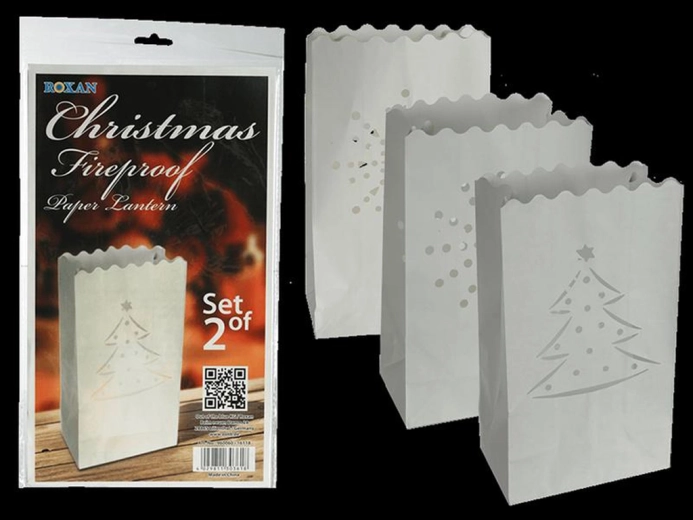 Kerstlantaarn van onbrandbaar papier, set van 2 stuks