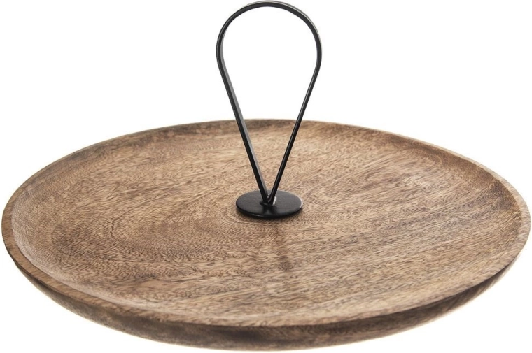 Houten etagère van mangohout 30,5 cm met metalen handvat