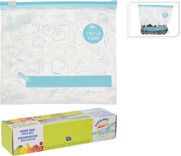 Zakzakjes met rits 1 l met opdruk, 15 stuks