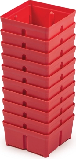 Set van plastic gereedschapsbakjes, rood, 10 stuks (10,5 × 10,5 × 5 cm)