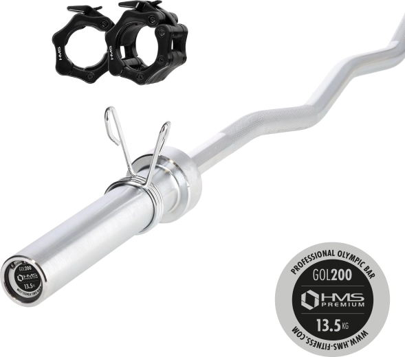 Olympische gebogen stang HMS Premium 150 cm met snelklemmen ZG1000