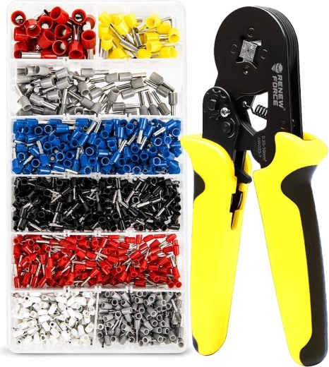 Krimptang voor adereindhulzen Renew Force 0,25–10 mm² met set van 1800 adereindhulzen in organizer