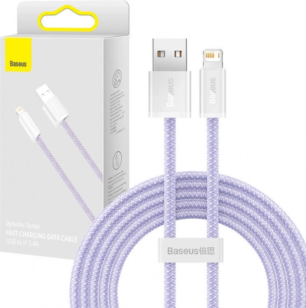 Baseus Dynamic gevlochten USB–Lightning kabel 2 m, 2,4 A, paars