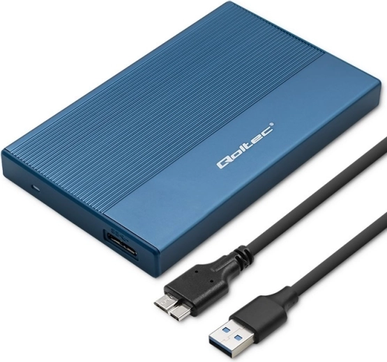 Aluminium behuizing voor 2,5" SSD/HDD SATA met USB 3.0, 5 Gb/s, 2 TB – blauw