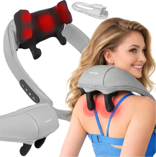 Draadloze shiatsu-nekmasseerder Isomedix met verwarming en USB‑C-opladen