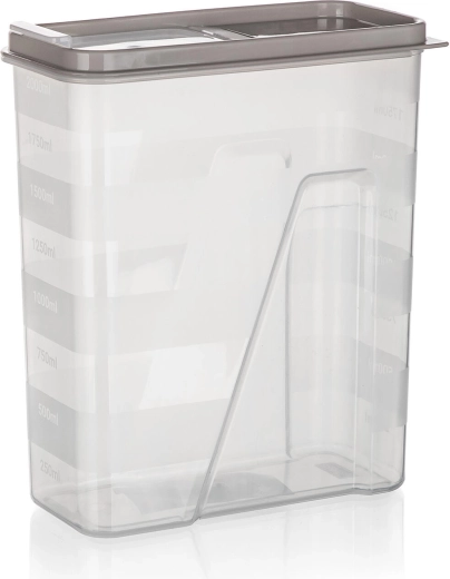 Voorraadbus voor droge etenswaren 2 l met doseerdeksel LATTE