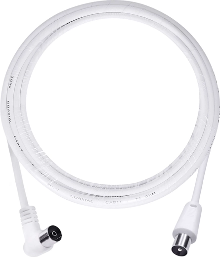 Solight coaxiale antennekabel 3C2V met gecombineerde connectoren, 5 m, wit