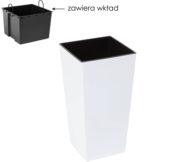 Bloempot Finezja met inzet 25 × 25 cm, witte glans