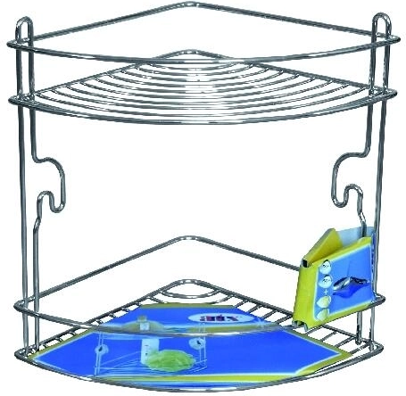 Hoekplank met twee niveaus STICK, chroom, 20 × 20 × 26 cm