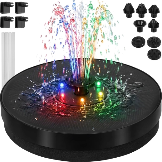Zonne-energie drijvende tuinfontein met RGB-ledverlichting Gardlov