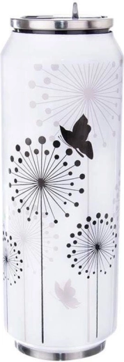 Thermobeker in blikvorm 700 ml met rietje – paardenbloemen