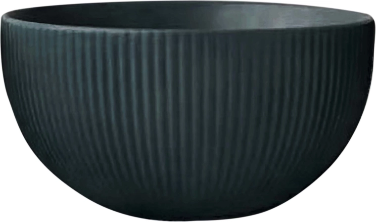 keramische kom KITCHISIMO 710 ml, geribbeld, donkergroen