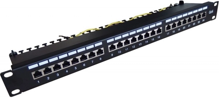 Patchpaneel 19'' 24x RJ45 kat.6, zwart