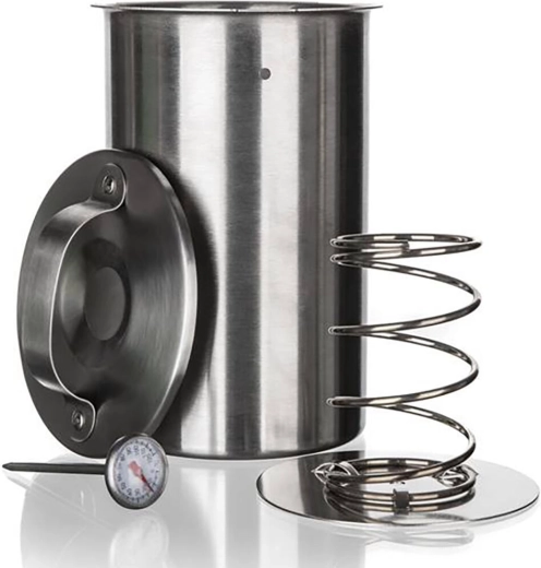 Roestvrijstalen hamvorm met thermometer 1,3 l, diameter 10 cm, hoogte 19 cm