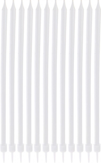 Lange witte taartkaarsen 14,5 cm, 12 stuks