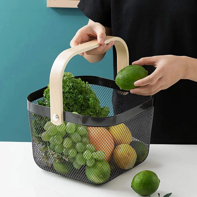 Metalen fruitmand in Scandinavische stijl - zwart