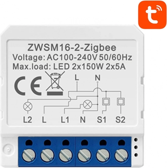 Slimme ZigBee-schakelmodule Avatto TUYA – Tweekanaals