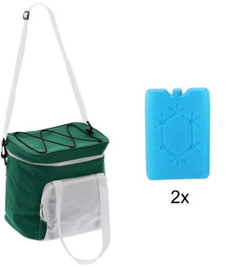 Koeltas 14 l groen-wit met twee koelelementen