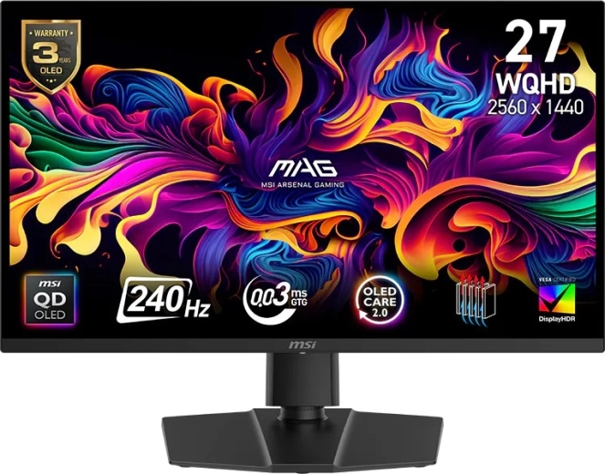 Gamingmonitor 27" QD‑OLED WQHD 240 Hz MAG 271QP, zwart