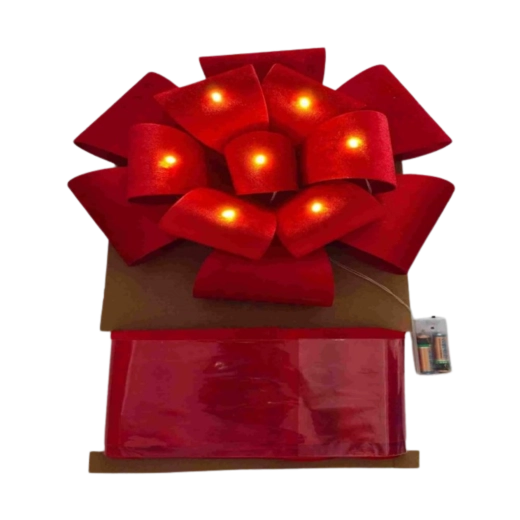 Rode kerststrik met ledverlichting voor de deur 40 × 40 cm