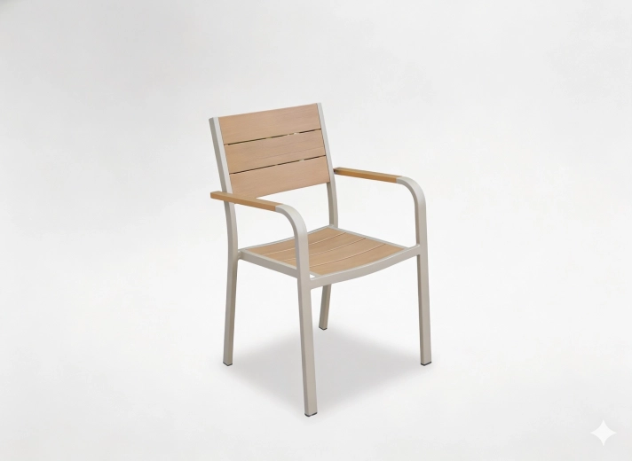 Aluminium tuinstoel beige 55 × 55 × 86 cm