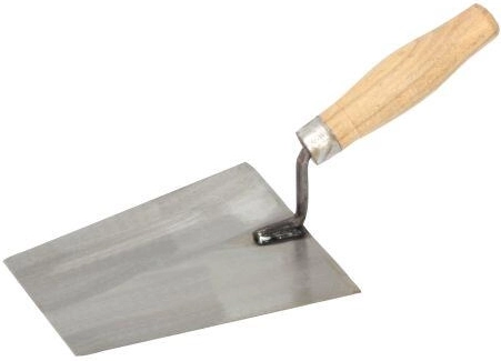 Metselspaan van geslepen staal 180 × 130 mm met houten handgreep