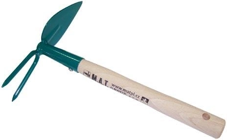 Schoffel hartvormig met 2 tanden en steel 27 cm