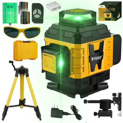 Kruislijnlaser 4D 16 lijnen 360° met statief 118 cm Renew Force
