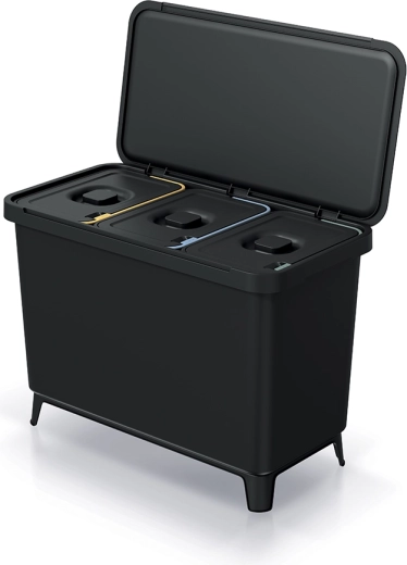 sorteerprullenbak SYSTEMA 3×10 l van gerecycled plastic, wandmontage