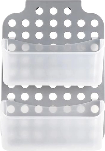 Hangende tweelaagse badkamerrichel Toro 35,5 × 25,5 cm, grijs